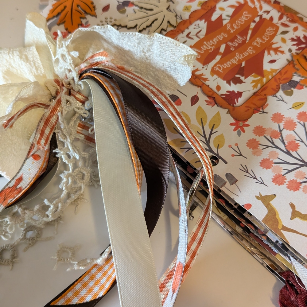 Scrapbook Autumn Ribbon Set - Cream, Brown, Orange